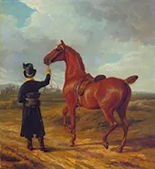 Lord Riverss Groom Leading a Chestnut Hunter Towards a Coursing Party in Hampshire 1807 By Jacques-Laurent Agasse