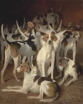 Hounds in a Kennel By Jacques-Laurent Agasse