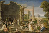 Landscape with Classical Ruins and Women Bathing By Lambert Sustris