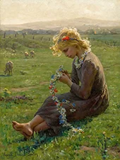 Girl with Garland of Wild Flowers By Virginie Demont Breton