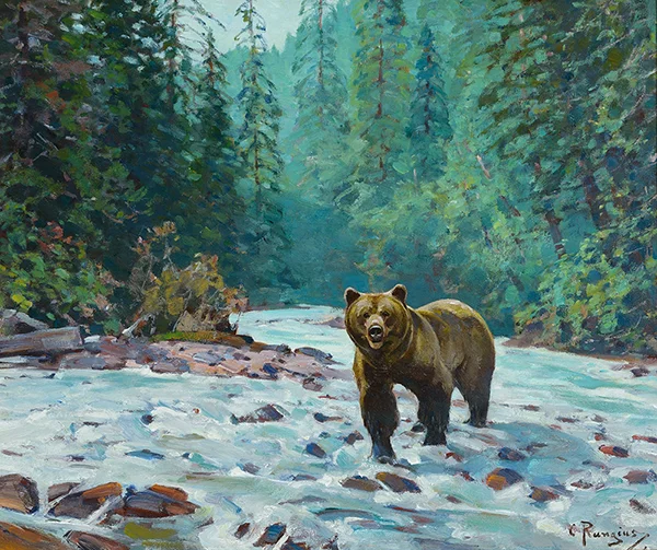 Bear in a Stream By Carl Rungius
