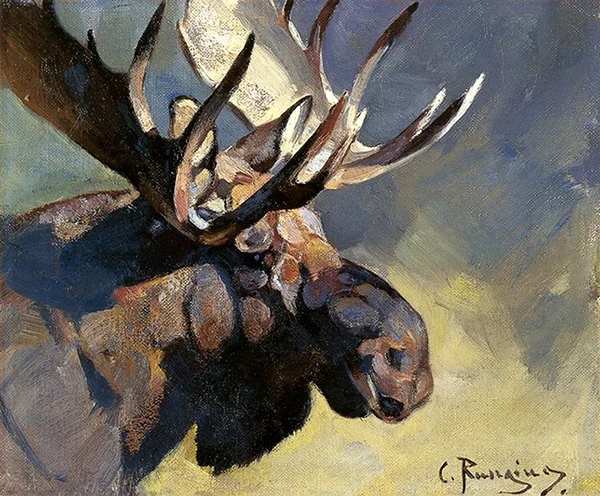Moose Head II By Carl Rungius