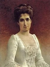 A Portrait of a Young Lady in a White Dress By Gunnar Berndtson