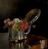 Still Life Flowers in Baroque Jug 1890 By Gunnar Berndtson