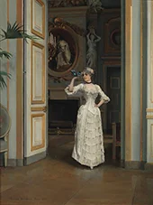 Woman with a Bird at the Castle of Maison Laffitte 1882 By Gunnar Berndtson