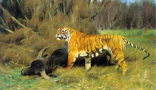 A Tiger with its Prey 1908 By Wilhelm Kuhnert