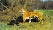 A Tiger with its Prey 1908 By Wilhelm Kuhnert