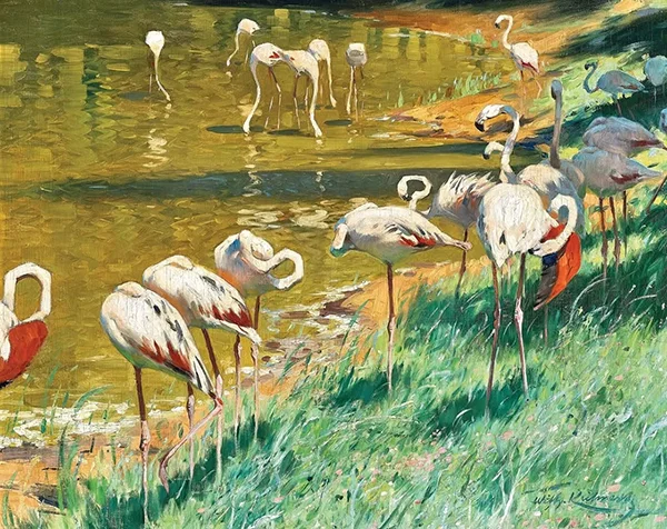 Flamingos By Wilhelm Kuhnert