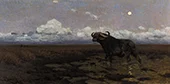 In the Marsh a Cape Buffalo By Wilhelm Kuhnert