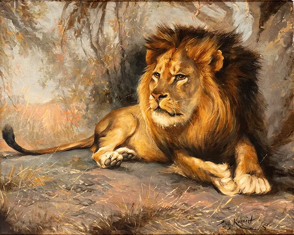 Lion at Rest By Wilhelm Kuhnert
