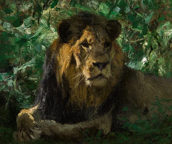 Resting Lion By Wilhelm Kuhnert