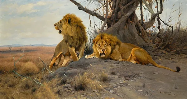 Roaring Lions 1912 By Wilhelm Kuhnert