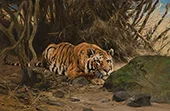 Tiger After his Prey By Wilhelm Kuhnert