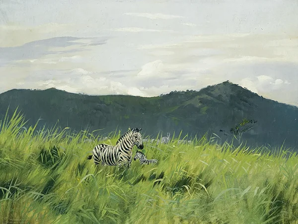 Zebra on the Steppe 1891 By Wilhelm Kuhnert