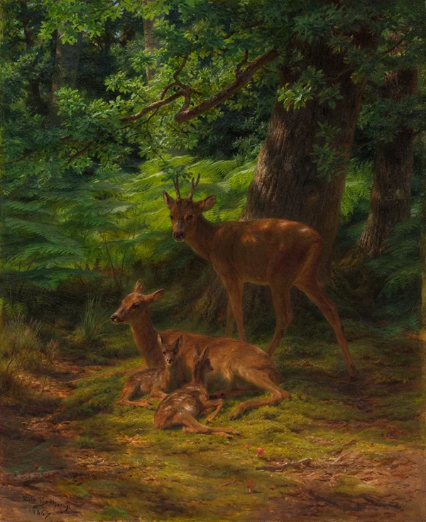 Deer in Repose 1867 By Rosa Bonheur