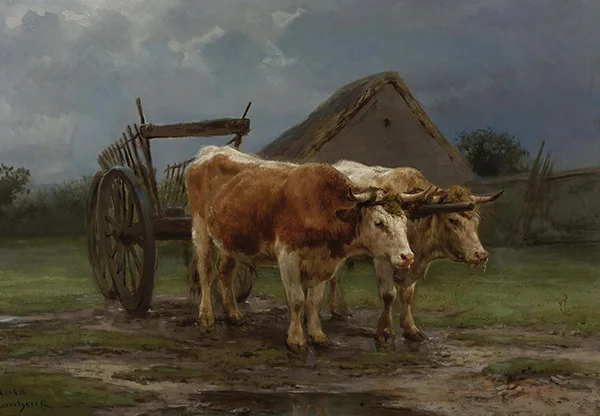 Oxen Pulling a Cart By Rosa Bonheur