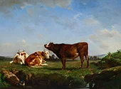 Three Cows Grazing By Rosa Bonheur