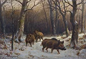 Wild Boars in the Snow By Rosa Bonheur