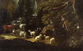 Shepherds Resting with Livestock By Philipp Peter Roos