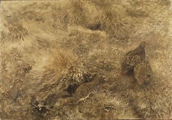 Autumn Landscape with Partridges 1913 By Bruno Liljefors