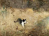 Cat Goes Birdhunting 1883 By Bruno Liljefors