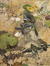 Chaffinches and Dragonflies 1885 By Bruno Liljefors
