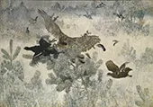 Hawk and Black Game 1884 By Bruno Liljefors