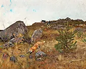 Scenthounds Hunting Fox in Autum 1883 By Bruno Liljefors