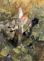 The Cat and the Finch 1885 By Bruno Liljefors