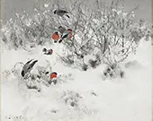 Winter Landscape with Bullfinches 1891 By Bruno Liljefors