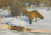 Winter Landscape with Fox II By Bruno Liljefors