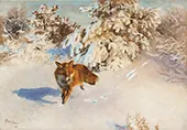 Winter Landscape with Fox By Bruno Liljefors