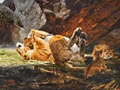 A Lioness with Playing Cubs 1885 By Richard Friese