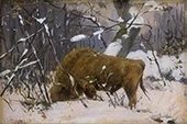 Bison in the Winter Forest of the Rominter Heide By Richard Friese