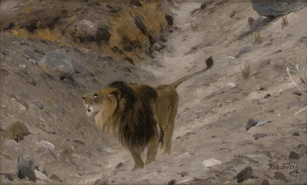 Lion in a Mountain Landscape 1899 By Richard Friese