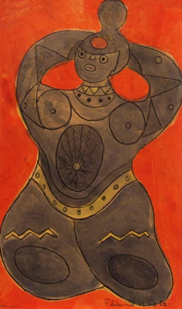 Abstract Woman in Red 1945 By Thelma Johnson Streat