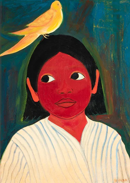 Girl with Bird 1950 By Thelma Johnson Streat
