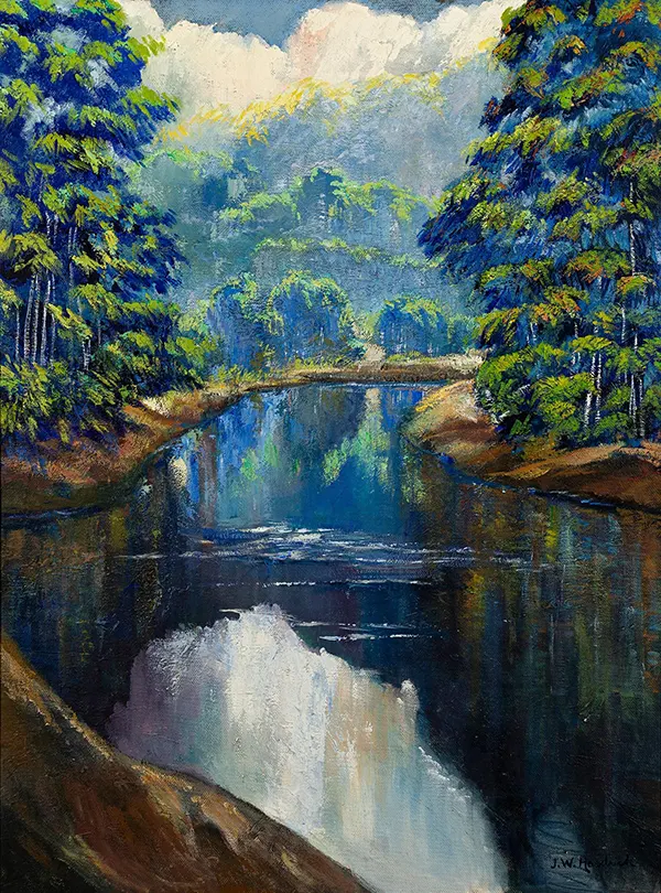 Indiana River Landscape By John Wesley Hardrick