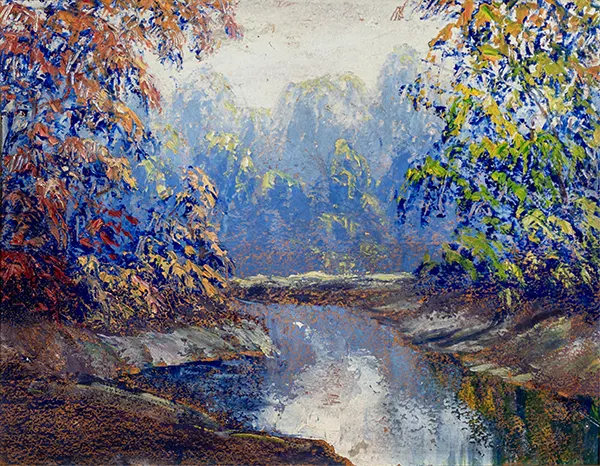 Stream Through an Early Autumn Landscape By John Wesley Hardrick