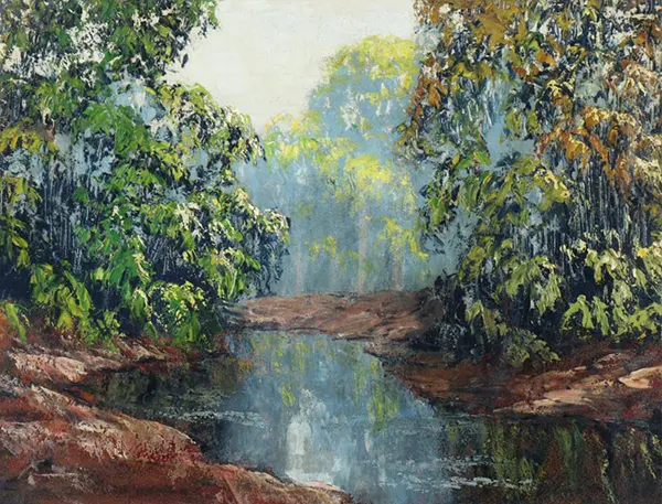 Summer Creek Landscape By John Wesley Hardrick