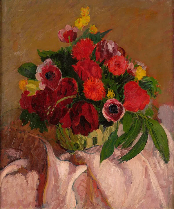 Mixed Flowers on Pink Cloth By Roderic O'Conor