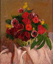 Mixed Flowers on Pink Cloth By Roderic O'Conor