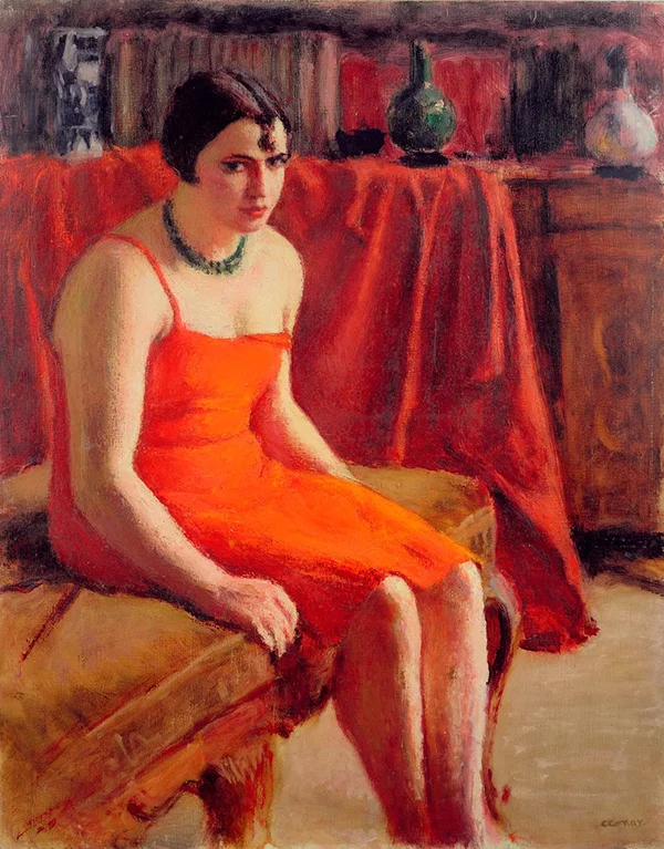 Seated Woman in a Red Dress 1920 By Roderic O'Conor