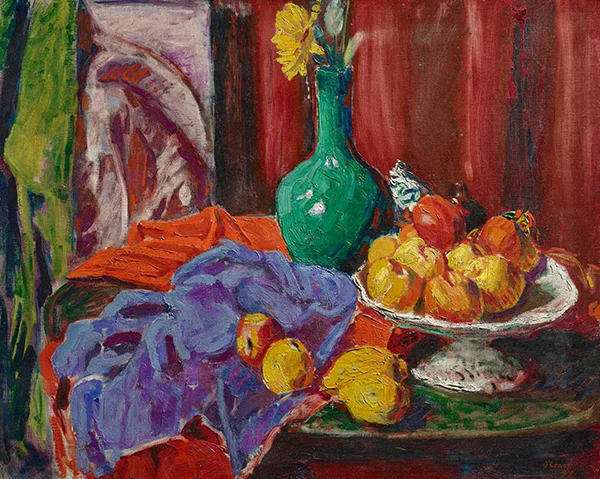 Still Life of Fruit and Green Vase By Roderic O'Conor