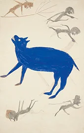 Blue Animal with Five Figures 1942 By Bill Traylor