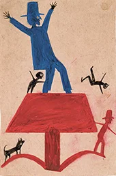 Blue Man on Red Object 1939 By Bill Traylor