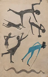 Event with Man in Blue and Snake 1939 By Bill Traylor