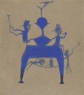 Figures on Blue Construction By Bill Traylor