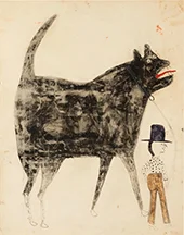 Man and Large Dog By Bill Traylor
