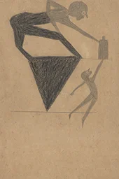 Man on Triangle Reaching for Bottle By Bill Traylor